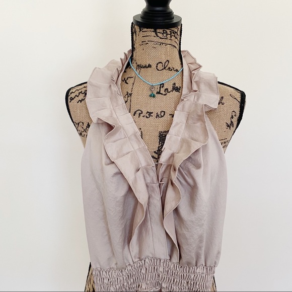 Urban Outfitters Silence and Noise Beige Pleated Ruffle Romper - Picture 4 of 6